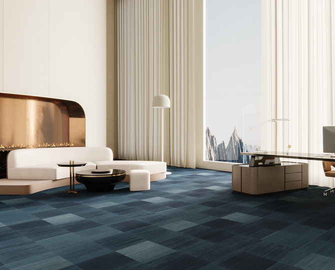 ABSTRACT LINES BLUE Loop Modern Commercial Carpet Tiles