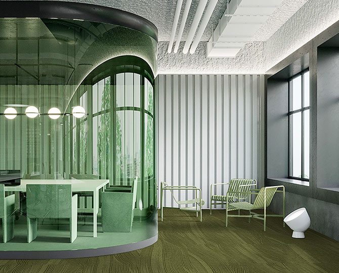 MINERA ANDES Light Green Loop Modern Office Carpet Tiles
