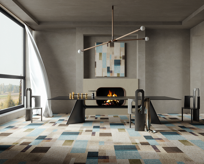 Mondrein BLUE Loop Modern Hotel Carpet Tiles