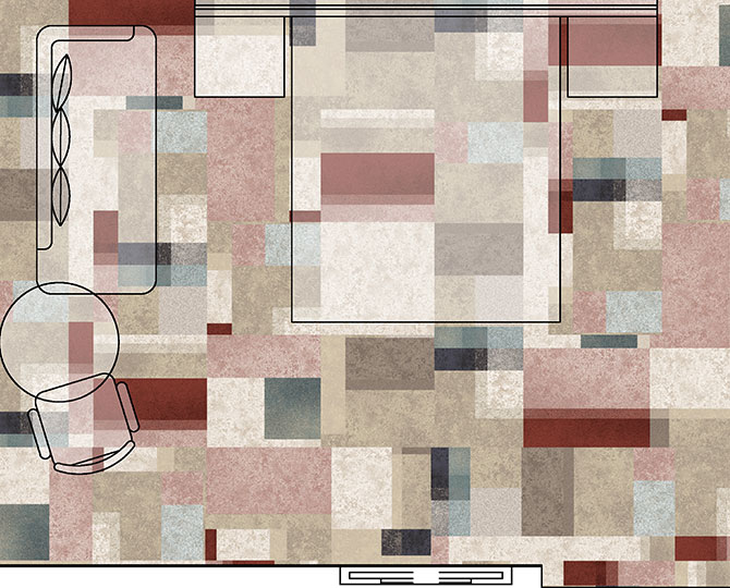 Mondrean Red Loop Modern Hotel Carpet Tiles