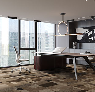 Mondrean Brown Loop Modern Office Carpet Tiles